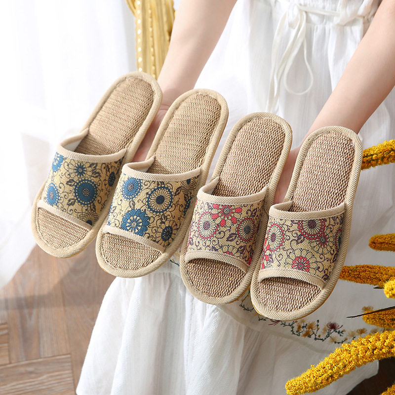 韩版居家凉拖鞋女士夏季棉麻室内地板防滑厚底家用亚麻拖鞋男软底