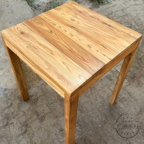 老榆木小方桌商用仿古全实木餐桌