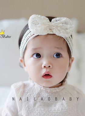新生儿囟门发带韩版女宝蝴蝶结发饰宽边高弹不勒儿童配饰婴儿头饰