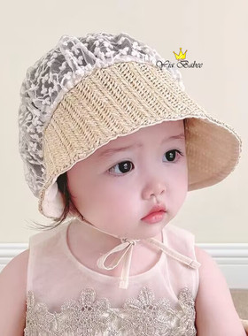 婴儿帽子夏季薄款婴儿蕾丝公主帽夏季婴儿蕾丝帽婴儿遮阳帽大檐帽