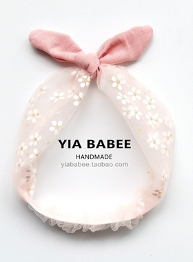 宝宝可爱发饰女童婴儿发带兔耳朵蝴蝶结花朵夏季新中式头饰