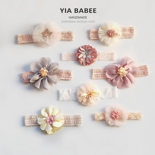 婴儿小月龄发带护囟门夏季 女宝宝蕾丝皇冠护卤门弹力头花百天摄影