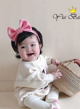 满月百天周岁蝴蝶结头饰公主女宝宝发带头花可爱女童春秋婴幼儿