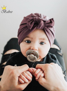 ins欧美春夏婴幼儿可爱宝宝帽子薄款洋气四五个月打结婴儿囟门帽