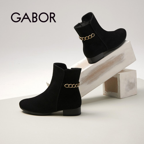 Gabor反绒金属撞色低跟短靴
