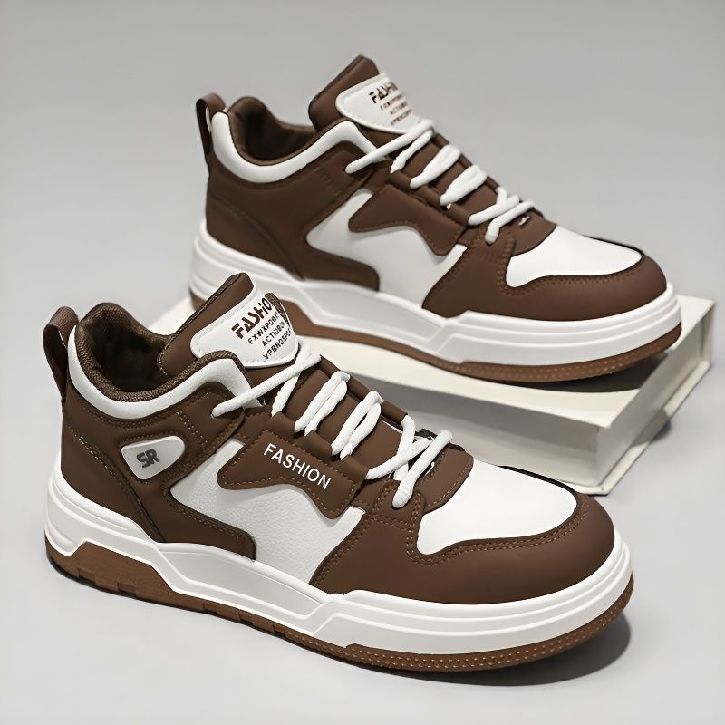 2025年新款男士棕色拼色德训鞋高帮青少年板鞋百搭休闲潮流运动鞋