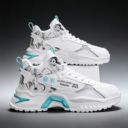 高帮男鞋2025冬季新款青年运动休闲鞋内增高厚底老爹鞋潮流跑步鞋