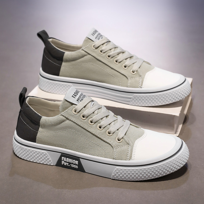 休闲风帆布鞋男鞋2026春季新款青少年系带板鞋百搭潮流男士休闲鞋,流行男鞋,软木鞋/勃肯鞋,淘宝优惠券,粉丝福利购,淘宝优惠卷