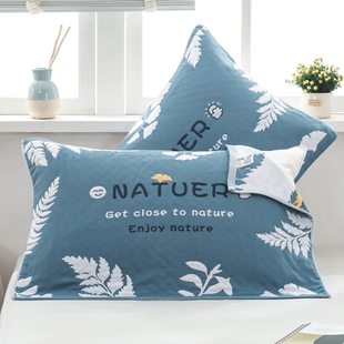 纯棉纱布枕巾一对装 成人加大加厚防滑单人枕头巾 纯棉学生吸汗老式