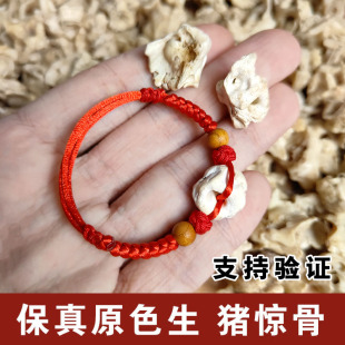 天然猪惊骨婴儿宝宝手链防惊吓原猪精压惊红绳朱砂桃木新生儿脚链