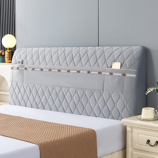 布艺全包床头罩套北欧风床头保护套木床头罩软包弹力夹棉床头套罩