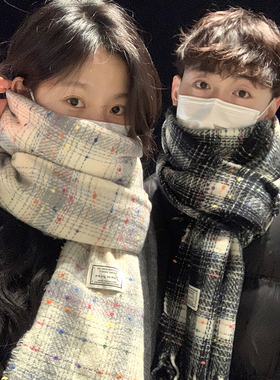 围巾女款2025新款情侣款一对冬季男女学生秋冬白色显白小众正流行