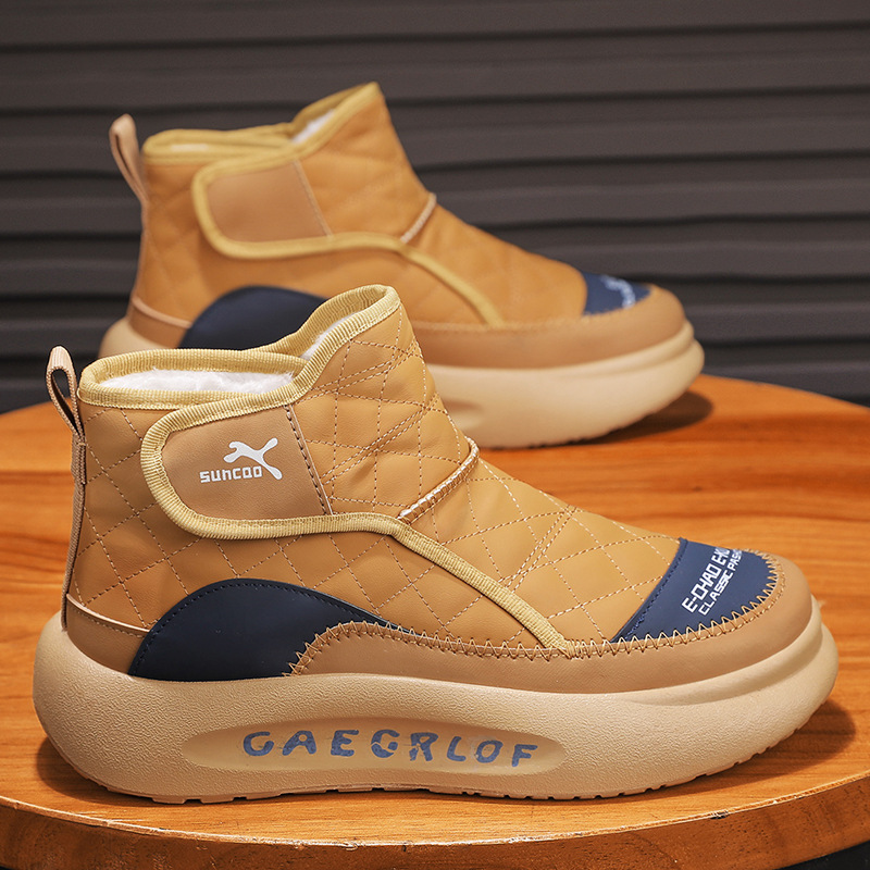 男鞋新款加绒加厚保暖雪地靴厚底防滑休闲高帮棉鞋子男士防寒潮鞋