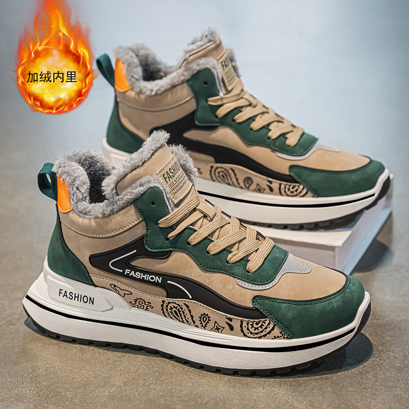 阿甘鞋保暖加绒棉鞋男冬季2025新款高帮老爹鞋加厚雪地靴学生男鞋