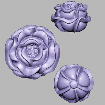 花朵花件玫瑰花三维立体图圆雕图STL文件雕刻机3D模型1796