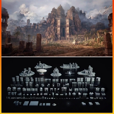 Kitbash3D Secrets of the Luminara卢米娜拉秘密遗迹虚幻UE5-5.4