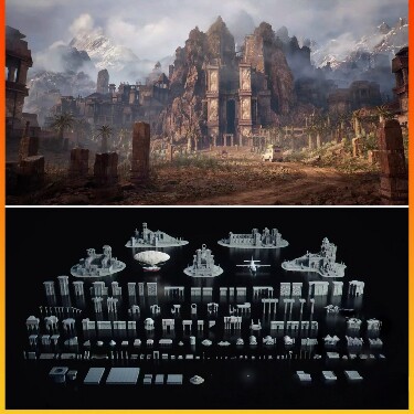 Kitbash3D Secrets of the Luminara卢米娜拉秘密遗迹虚幻UE5-5.4