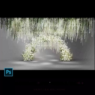 暮光之城婚礼素材暮光之城婚礼花门吊顶花串吊顶素材白色花门素材