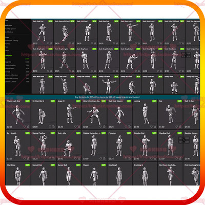 iClone人物角色基本动作姿势捕捉库动画文件玩耍走路跳舞等2548个