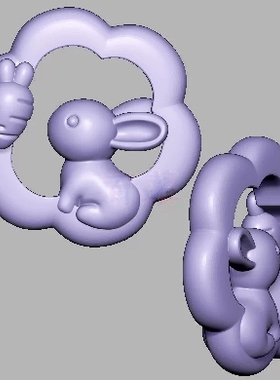 花环萝卜兔子三维立体图圆雕图STL文件雕刻机3D立体模型3441