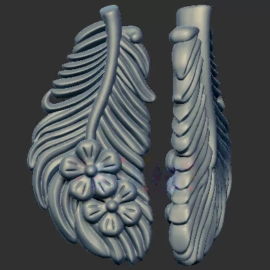羽毛花朵挂件三维立体图3d打印stl文件圆雕图雕刻机3d模型2311