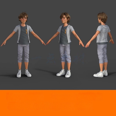 maya男性人物3Dmax卡通男孩卡通人角色欧美卡通男人白人男孩模型