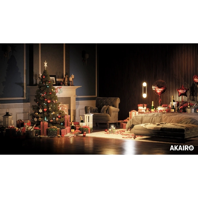 UE5圣诞节树礼物卧室壁炉房间MegaPack Christmas Decorations