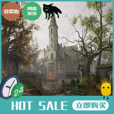 UE5.1扫描中世纪荒废破败森林教堂室内外景Forgotten Churchyard