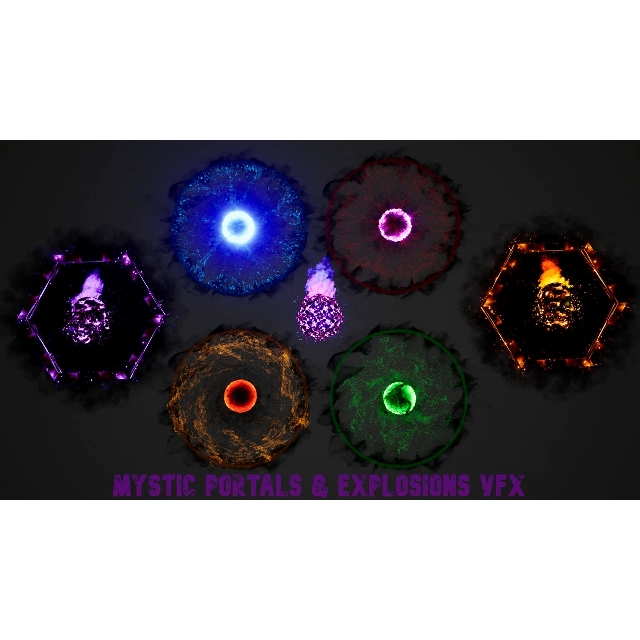 UE5黑暗魔法漩涡传送门特效Mystic Portals Explosions VFX Pack