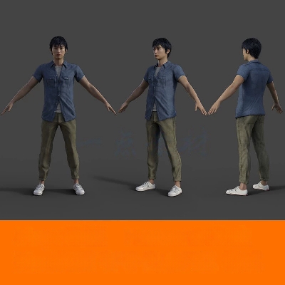 maya 3Dmax男人休闲服装帅哥城市男青年城市路人男性虚拟人物模型