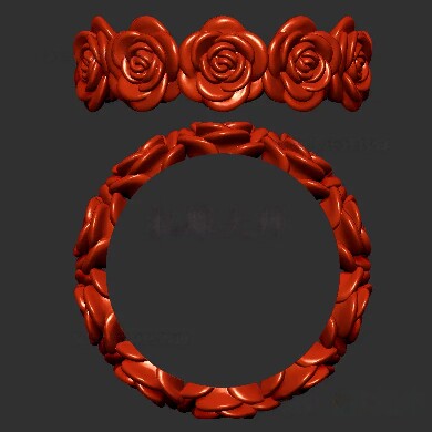 玫瑰花戒指花朵首饰三维立体图圆雕图stl文件雕刻机3d模型203