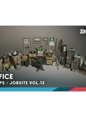 UE5.1办公室内办公用品Jobsite VOL.12 - Office Nanite Low Poly