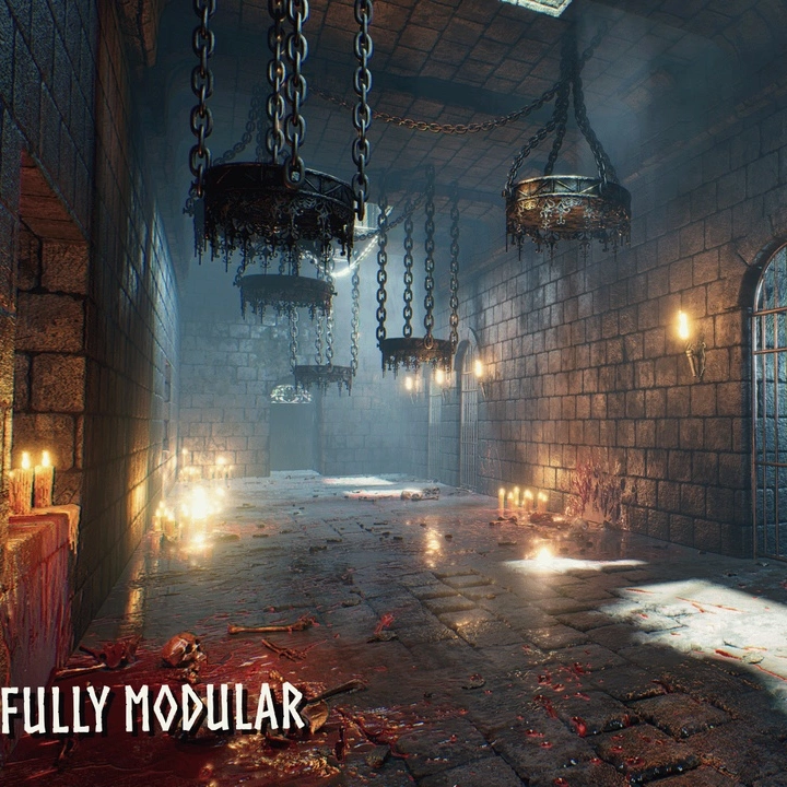 UE5.5中世纪地牢房监狱Modular Dungeon Gothic