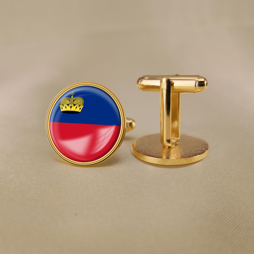 列支敦士登国旗水晶滴胶袖扣世界各国旗帜商务袖扣精美配饰