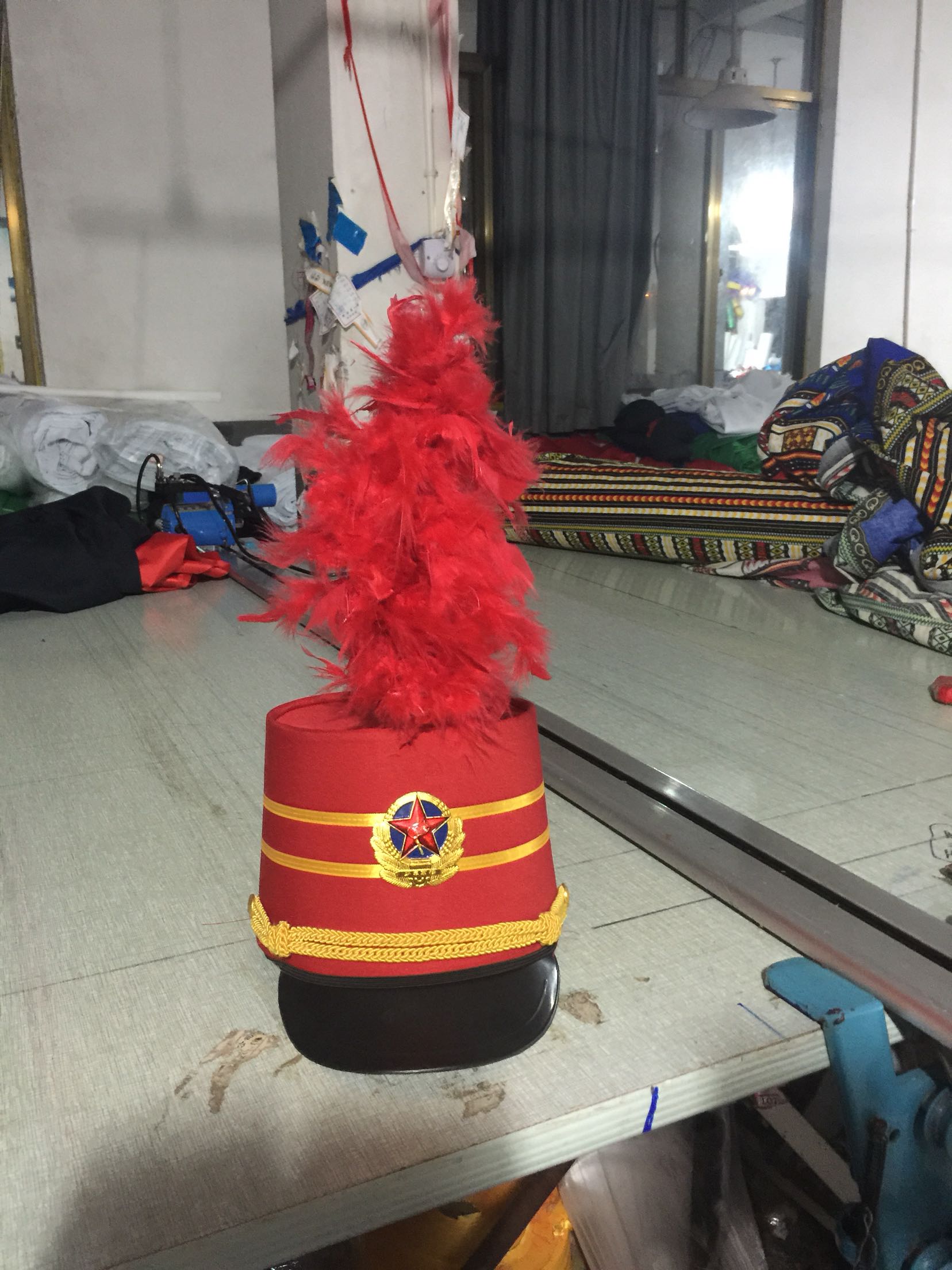 中小学生仪仗服礼帽 鼓号队高帽 军乐队帽子 升旗班礼帽