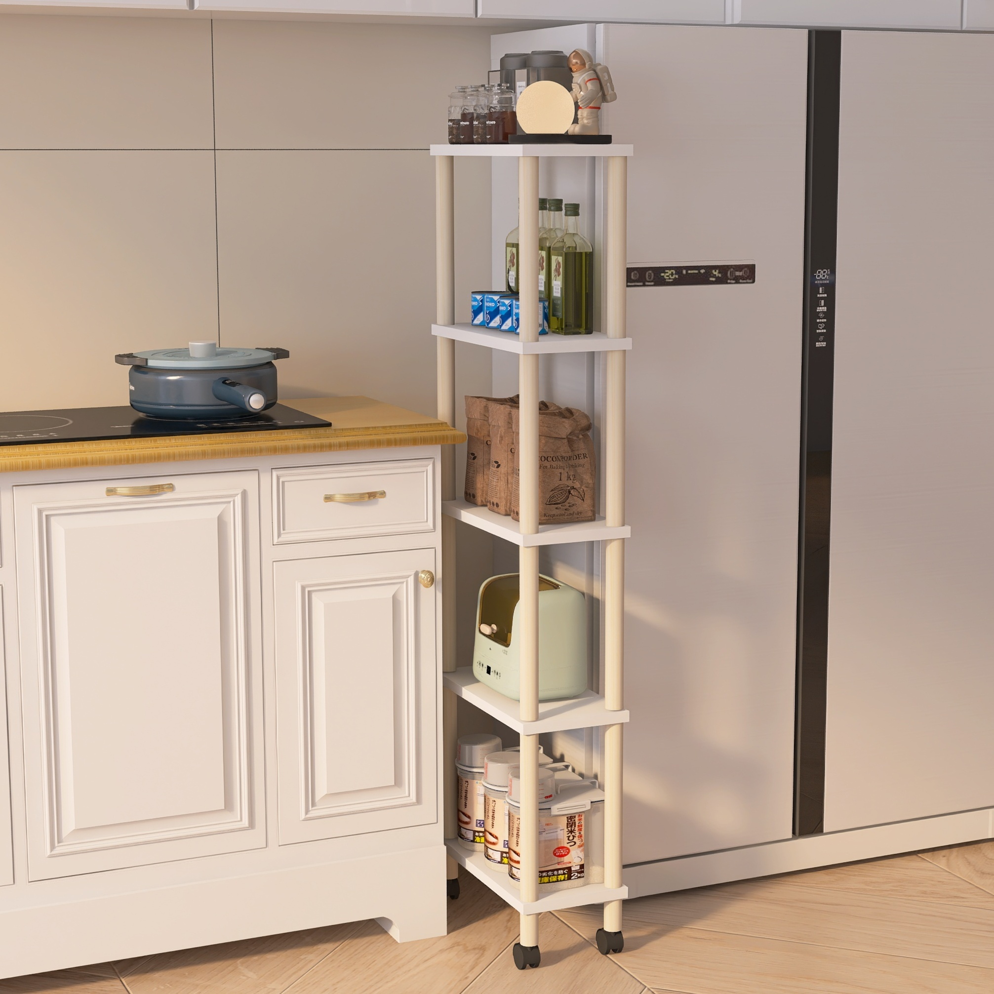 冰箱缝隙置物架厨房夹缝落地式多层储物架小尺寸可移动窄缝收纳架