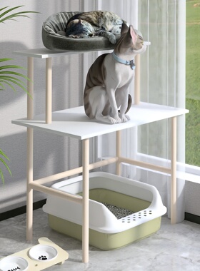 猫砂盆置物架阳台猫爬架小佩猫厕所上方架子猫盆架猫窝收纳架定制