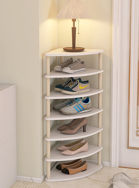 入门三角鞋架室内门后多层靠墙转角实木收纳架角落窄小儿童鞋架子