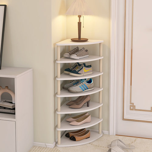 入门三角鞋架室内门后多层靠墙转角实木收纳架角落窄小儿童鞋架子