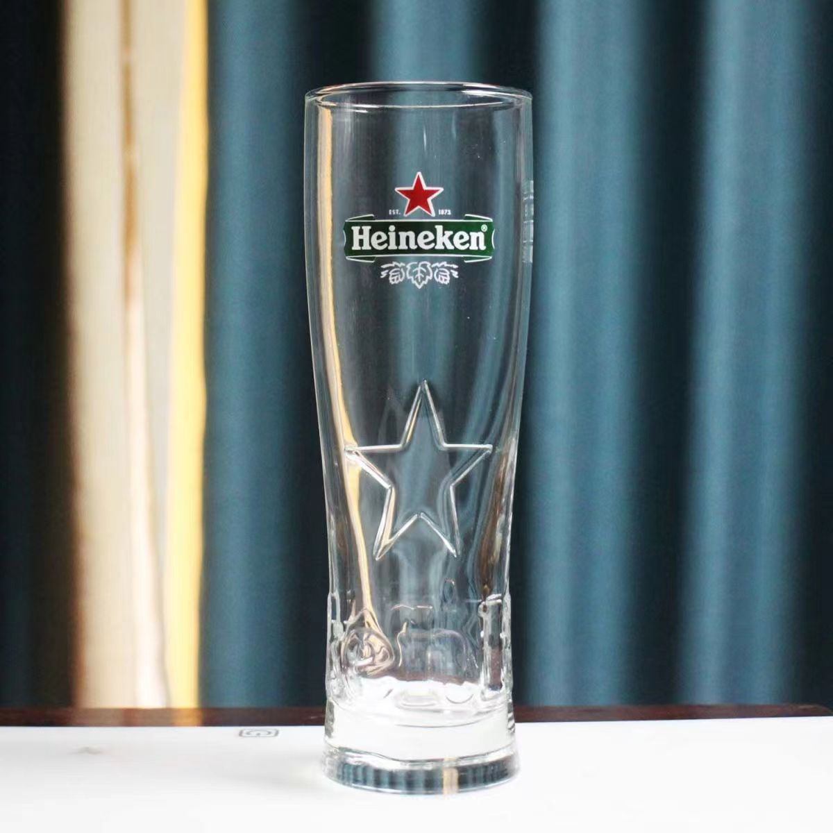 Heineken喜力250ml啤酒杯水晶杯经典款喜力酒杯饮料瓶 直筒高颜值