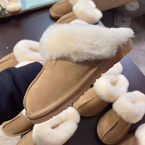 毛毛鞋女冬外穿2025新款一脚蹬包头半拖靴加绒加厚孕妇拖鞋1221w