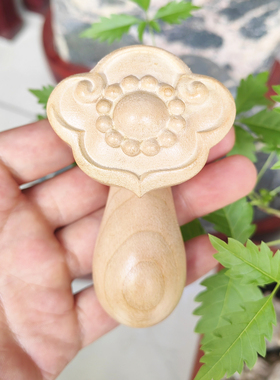 桃木肥如意手把件手工精雕