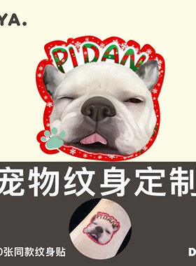 LAYA纯手绘画像纹身设计宠物定制纹身贴猫咪狗狗礼物插画风电子版