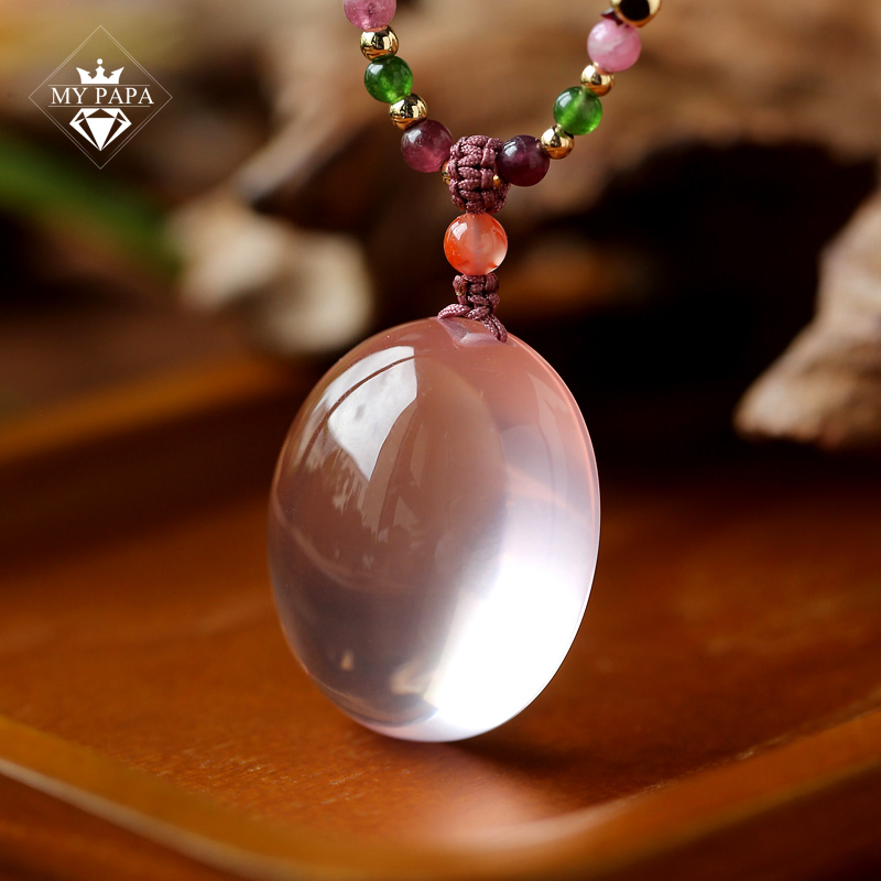MYPAPA水晶彩宝毕业级玻璃体大蛋面星光粉水晶吊坠胸坠女配挂绳