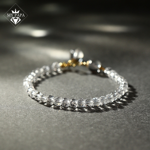 MYPAPA心中白月光4MM刻面天然白水晶小方块手链女手串闺蜜
