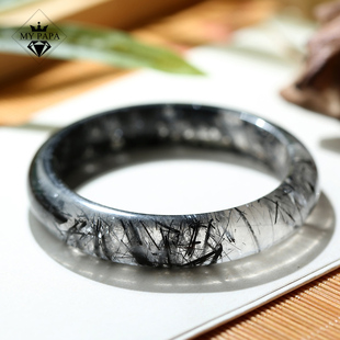 守和护骑士MYPAPA水晶彩宝收藏级雪霜黑发晶手镯女礼物闺蜜