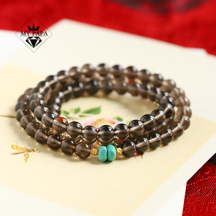 MYPAPA水晶彩宝毕业级天狼星陨石配925银绿松石设计手链