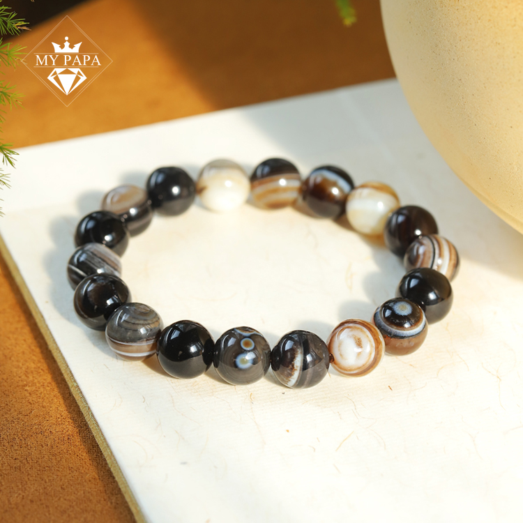 MYPAPA缠丝玛瑙圆珠手链