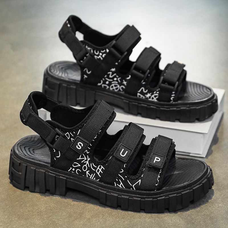 SANDALS MENS 2024 NEW SUMMER NON-SLIP OUTER WEAR SPORTS BEACH SHOES MENS OUTDOOR PLATFORM VIETNAM WADING SLIPPERS