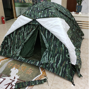 户外数码单人帐篷双层可含棉防雨防风户外露营虎斑纹单兵睡具